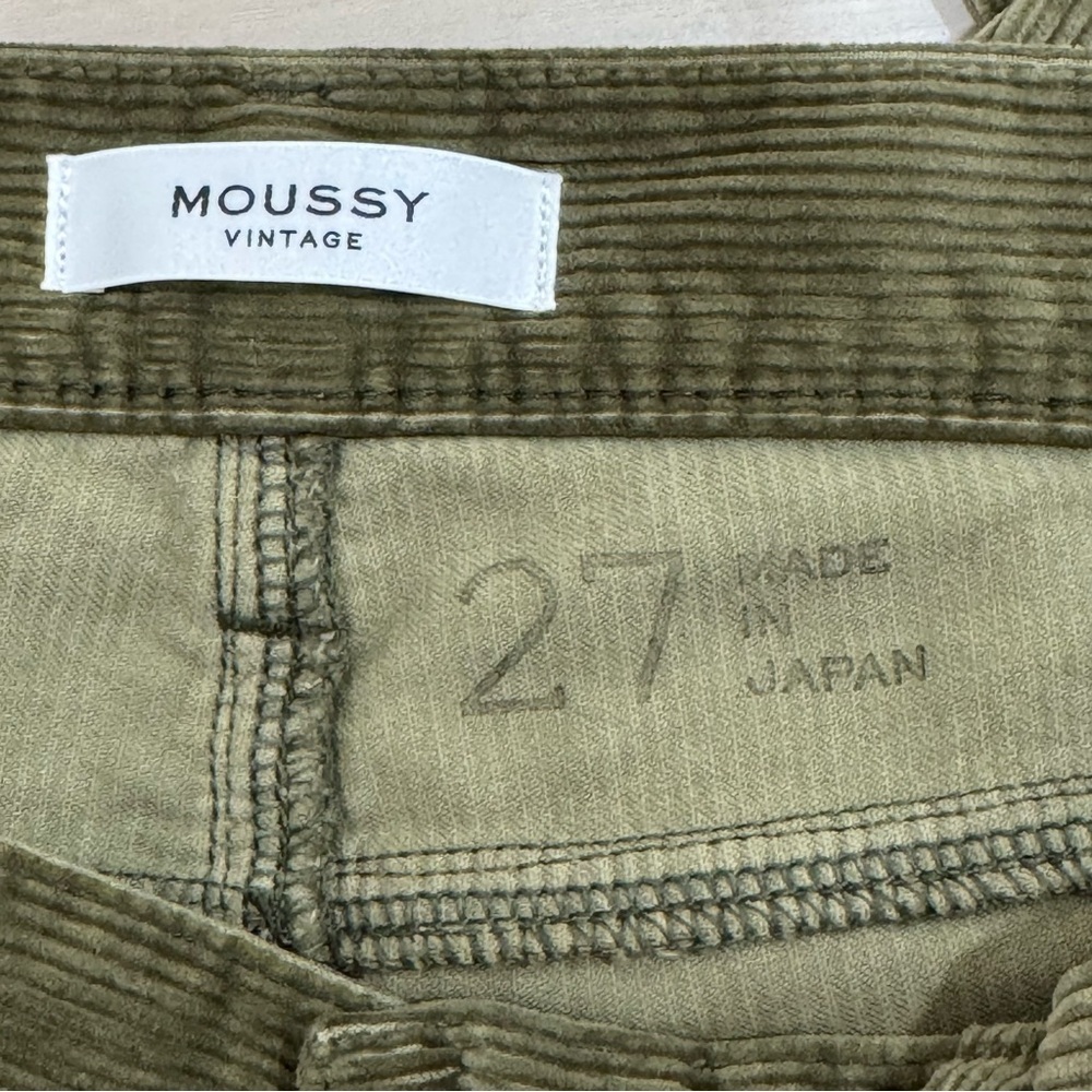 Moussy Vintage Ailey Corduroy Pant Olive Green Women's 27 Japan Skinny Straight - Picture 2 of 15
